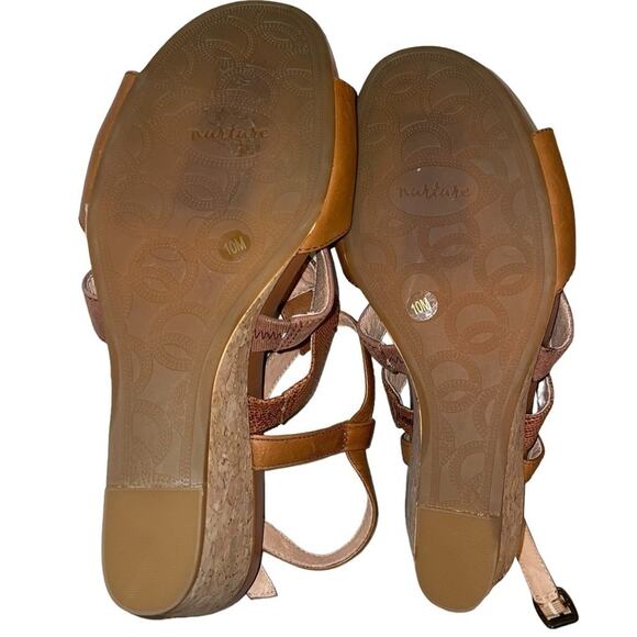 Nurture Brown Leather Wedges, Size 10 - Picture 4 of 5